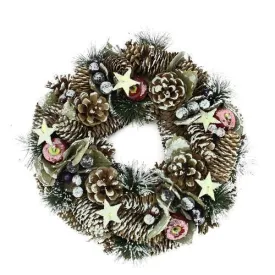 10.5" Decorative Frosted Berries  Fruit and Pine Cone Artificial Christmas Wreath - Unlit