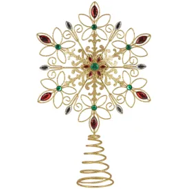 14" Non Lit Gold Jewel Star Tree Topper