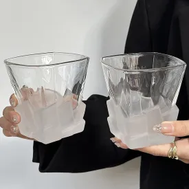 4-Piece Frosted Ice Cube Glass Set | Creative Whiskey Glass | 300ml Premium Textured Tumblers for Home Bars