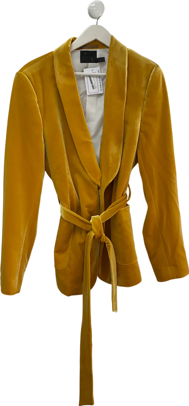 ASOS Yellow Super Skinny Smoking Jacket In Mustard Velvet With Belt  Now £42.50. Was £85.00. (-50%) UK 42" CHEST