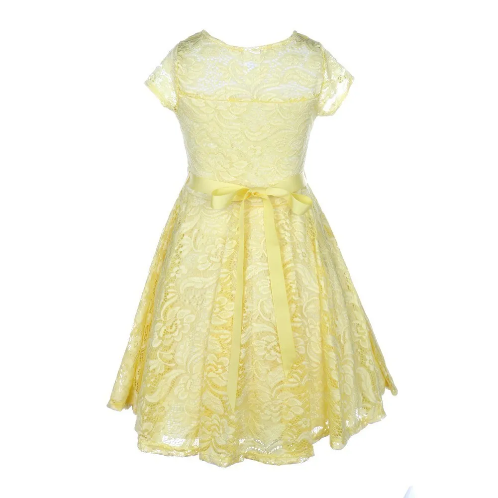 Big Girls Lace Glitter Stone Belt Special Occasion Skater Dress 8-14