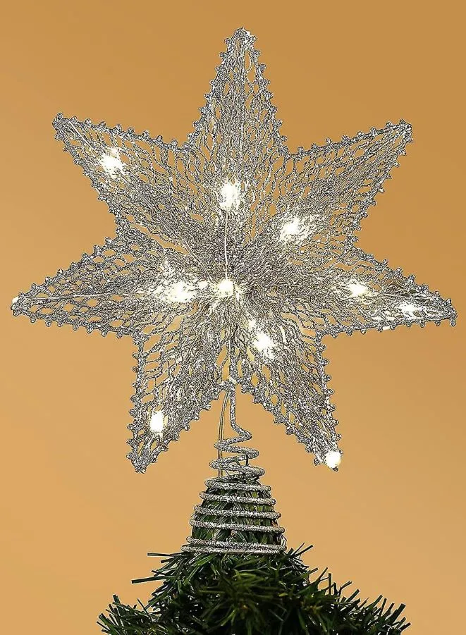 Christmas Star Treetop Light, Battery Powered Decorative Light 7 Corner-Shaped Xmas Tradition Tree Topper for Home Decor