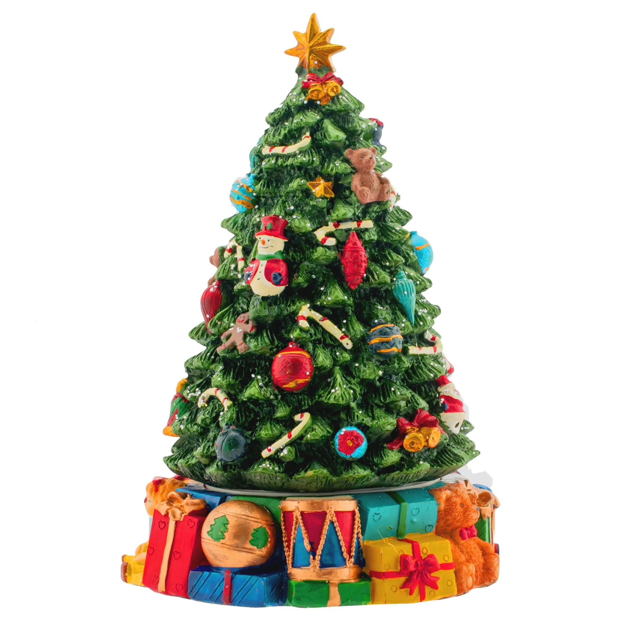 Christmas Tree Revolving Musical Figurine - Plays Tune We Wish You A Merry Christmas