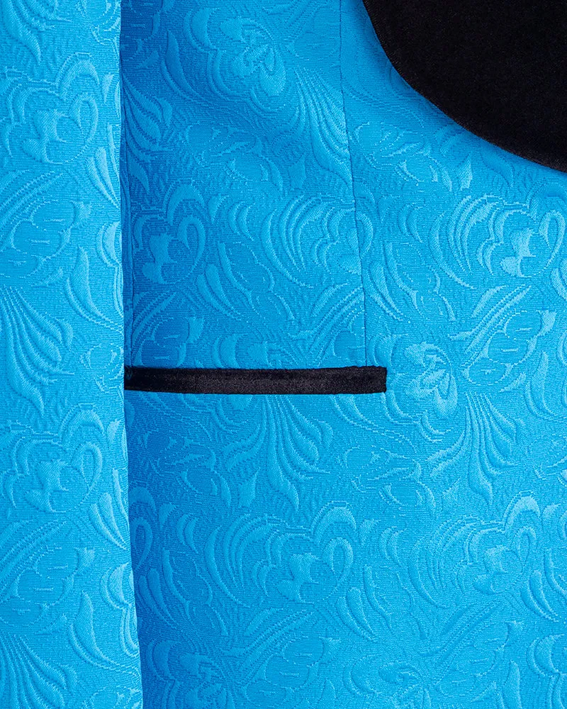 Four Piece Turquoise & Black Tuxedo Wedding Suit