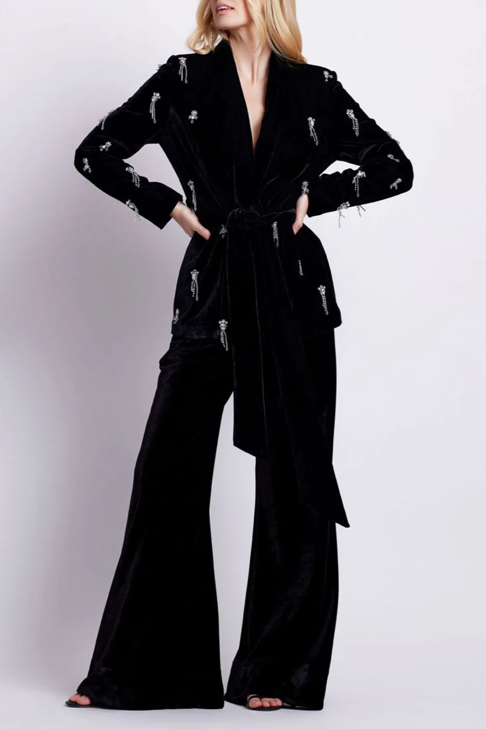 HAND BEADED VELVET KIMONO JACKET