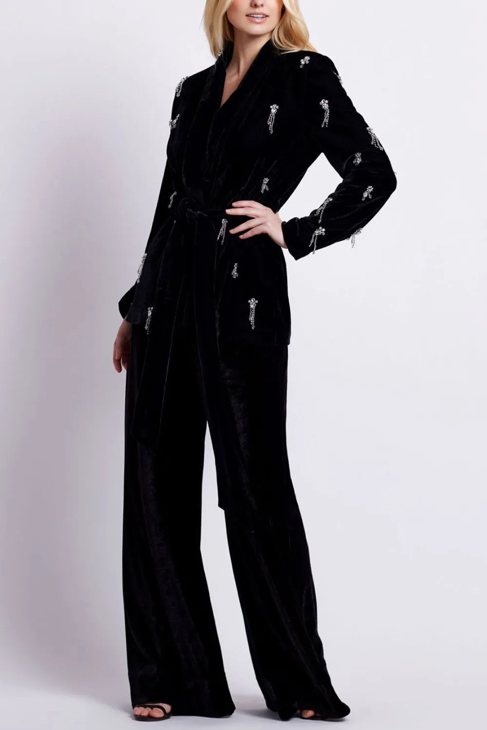 HAND BEADED VELVET KIMONO JACKET