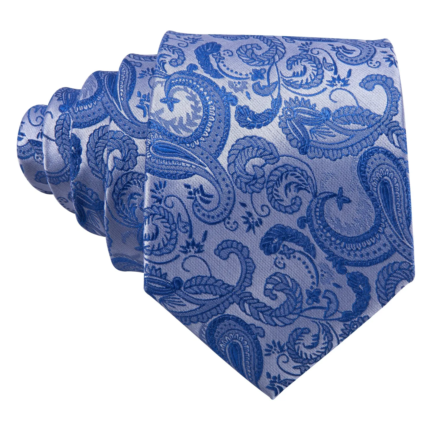 Hi-Tie Blue Tie Essential Blue Paisley Tie Pocket Square Cufflinks Set