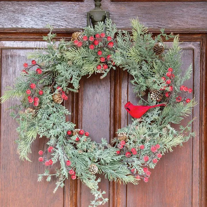 Icy Pine & Sugar Berry Cardinal Wreath