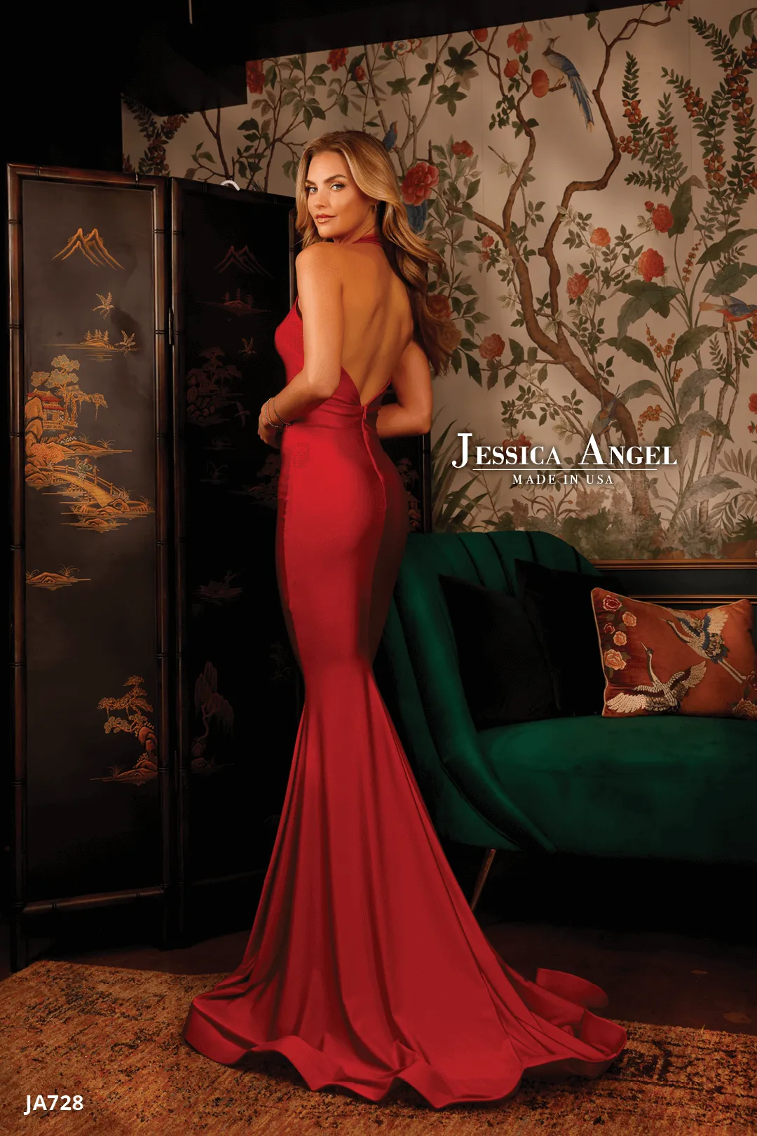 JESSICA ANGEL - 728 - Halter Gown with Plunging V-Neckline