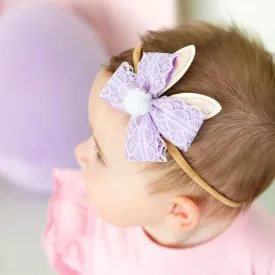 Lavender Lace Easter Bunny Bow Baby Headband