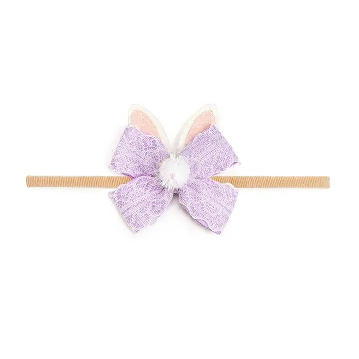 Lavender Lace Easter Bunny Bow Baby Headband