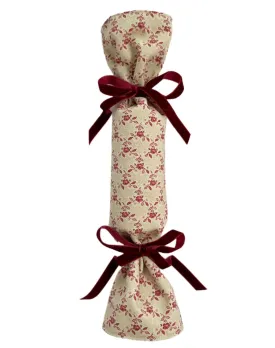 Party Popper/Holiday Cracker - Vintage Climbing Rose Trellis Textile with Merlot Velvet Bows