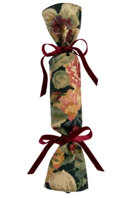 Party Popper/Holiday Cracker - Vintage Floral Chintz Merlot Velvet Bows