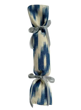 Party Popper/Holiday Cracker - Vintage Ikat Textile with French Blue Velvet Bows