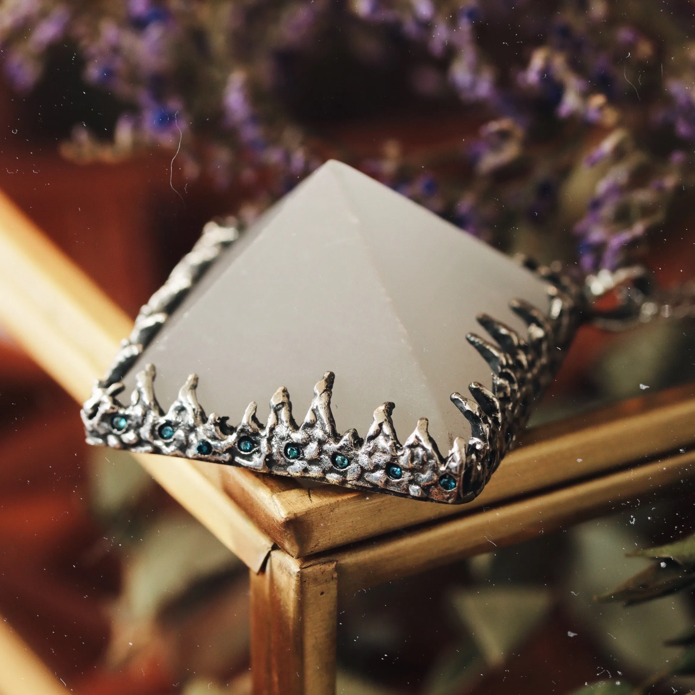 Sacred Selenite Icicle Crystal Pyramid Necklace #15