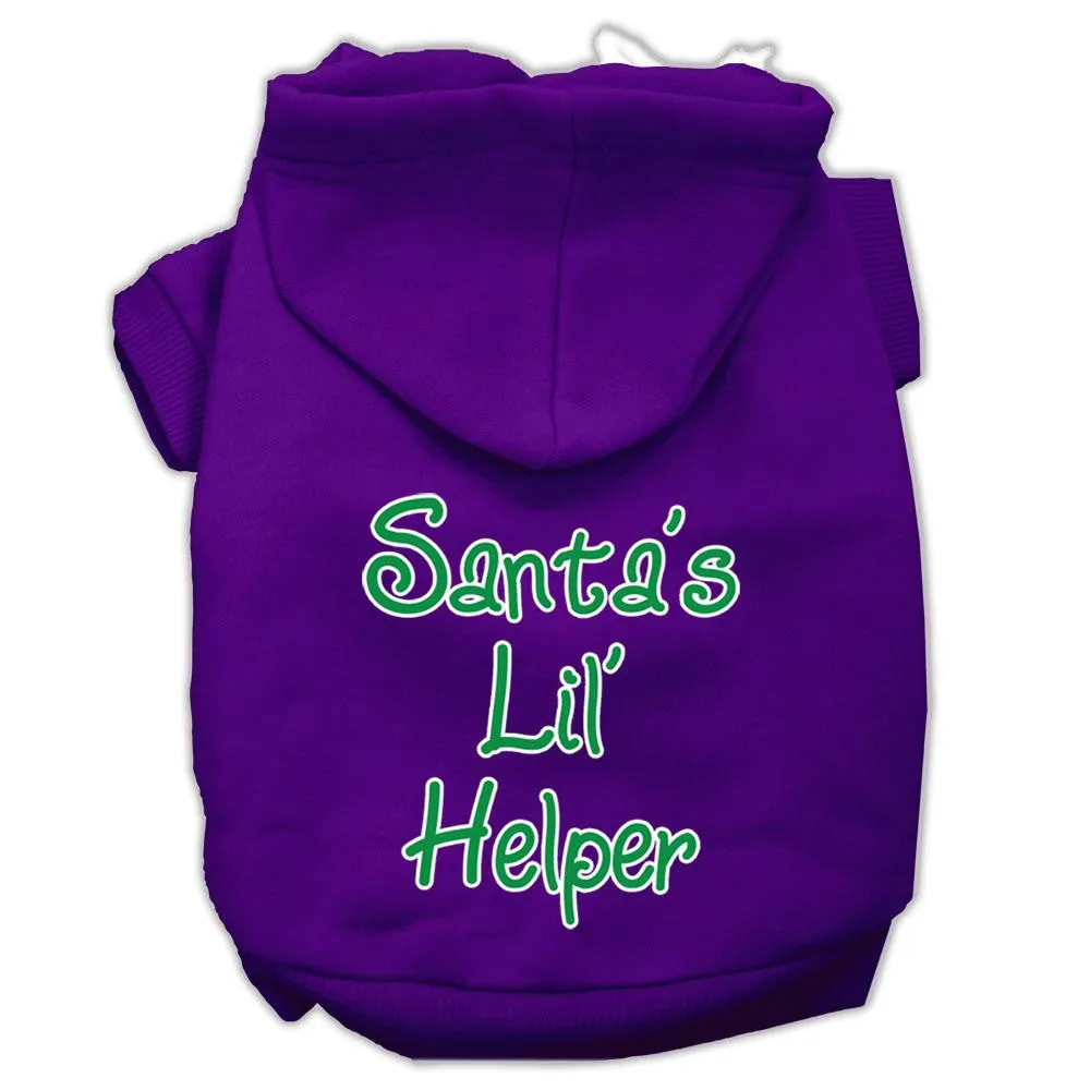 Santa's Lil' Helper Screen Print Pet Hoodies Purple Size Sm (10)