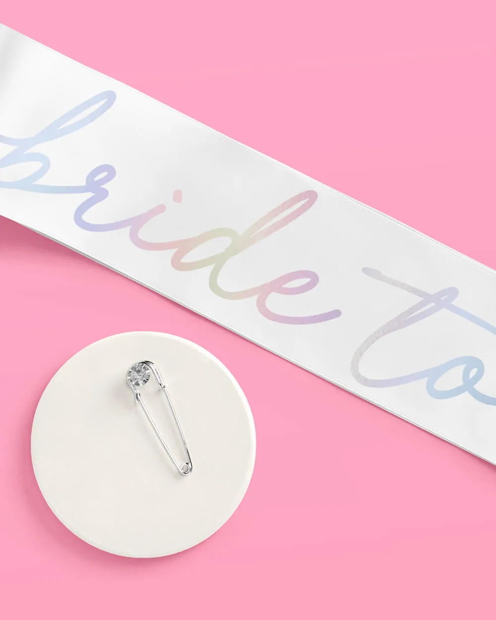 Shimmer Bride Sash - white   iridescent foil