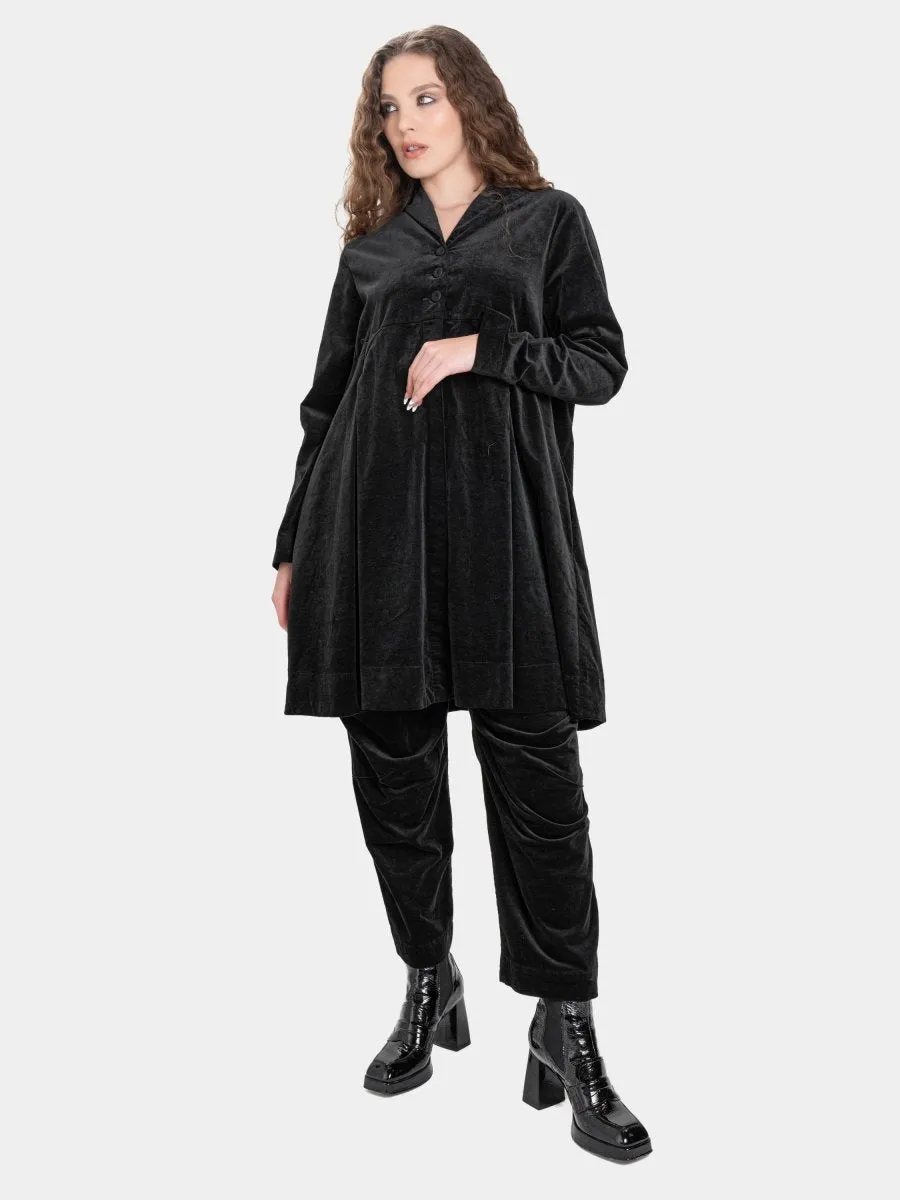Velvet Shawl Collar Swing Jacket