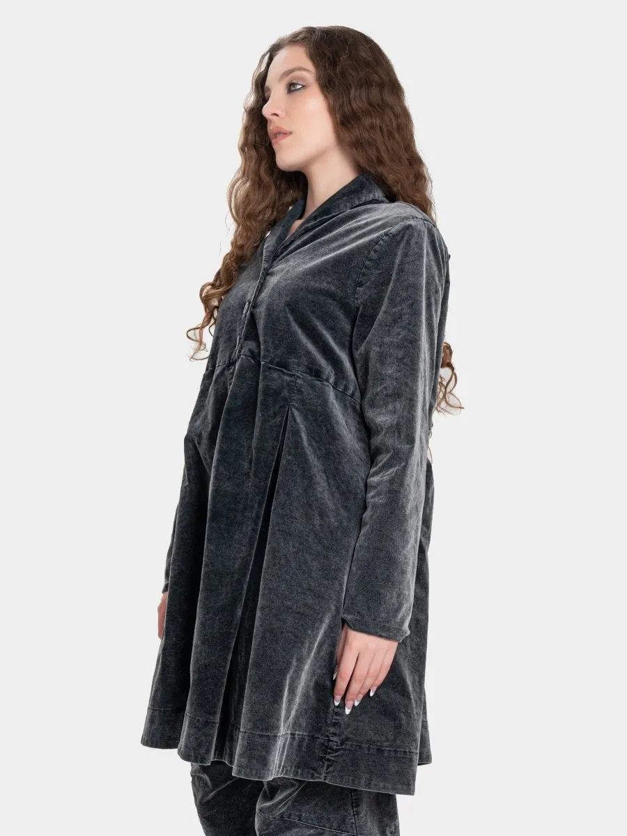 Velvet Shawl Collar Swing Jacket