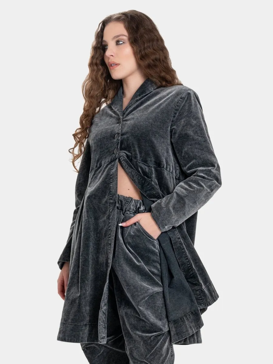Velvet Shawl Collar Swing Jacket