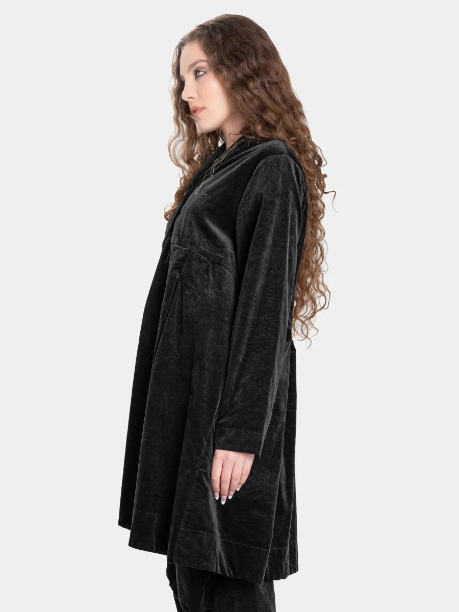 Velvet Shawl Collar Swing Jacket