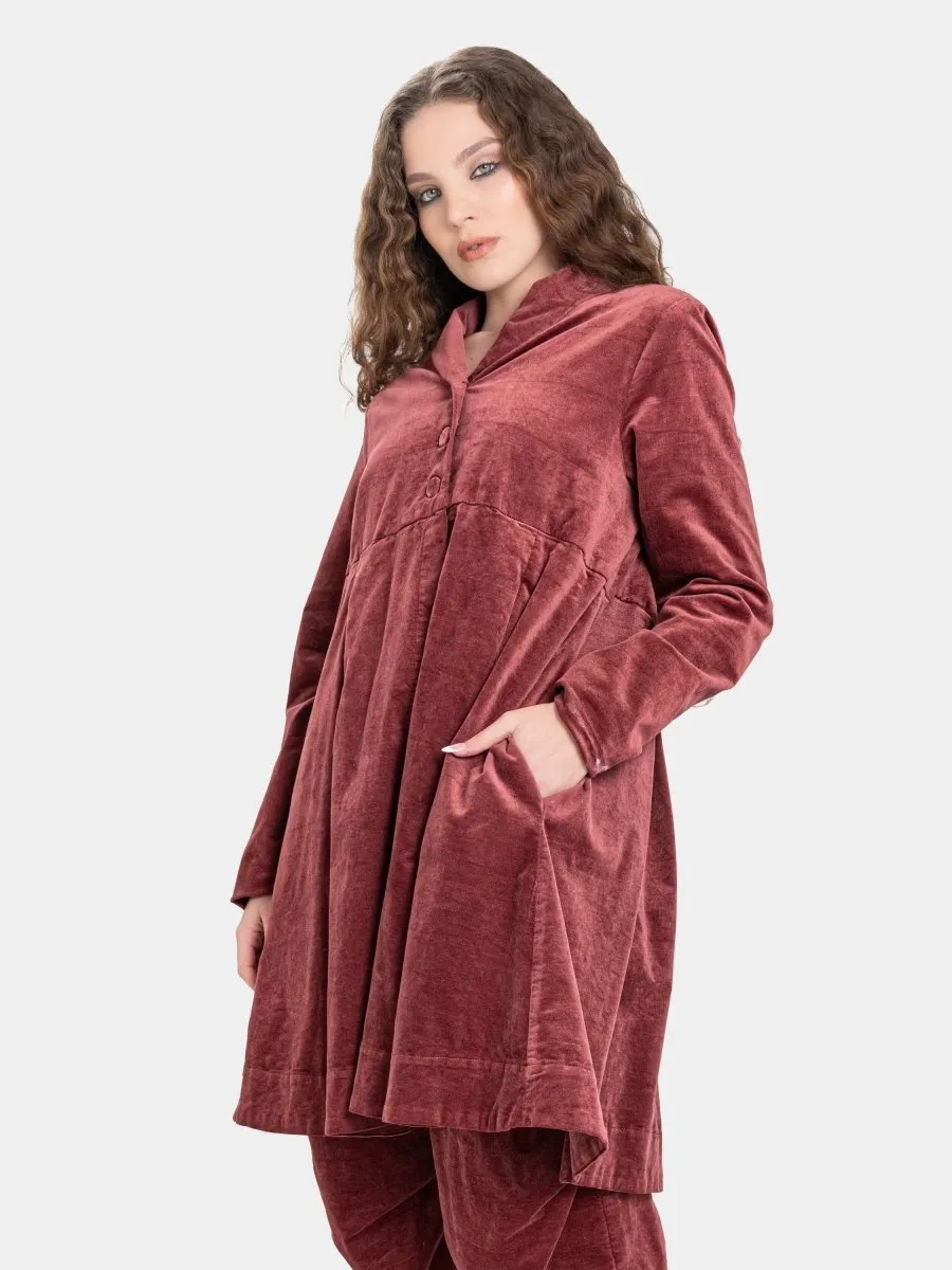 Velvet Shawl Collar Swing Jacket