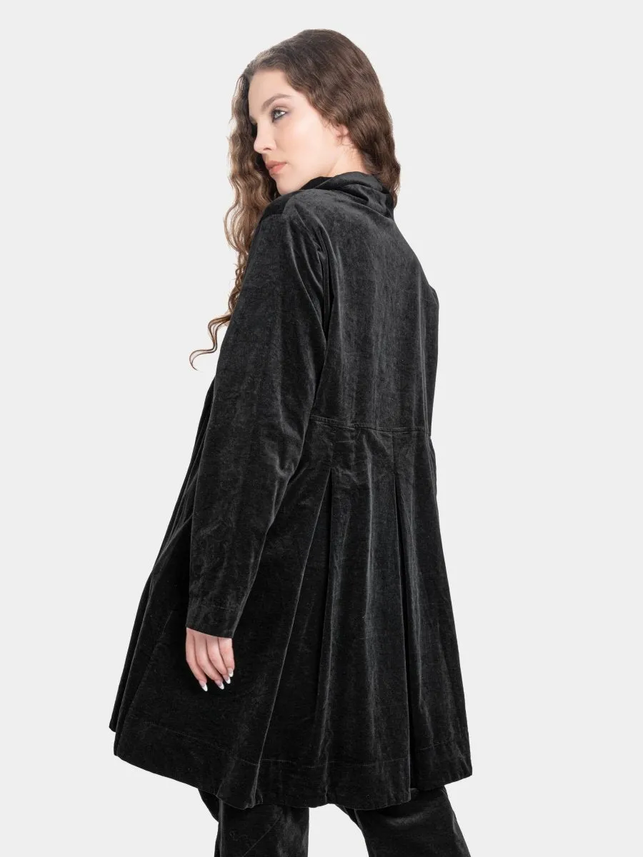 Velvet Shawl Collar Swing Jacket