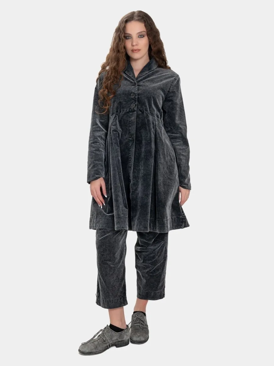 Velvet Shawl Collar Swing Jacket