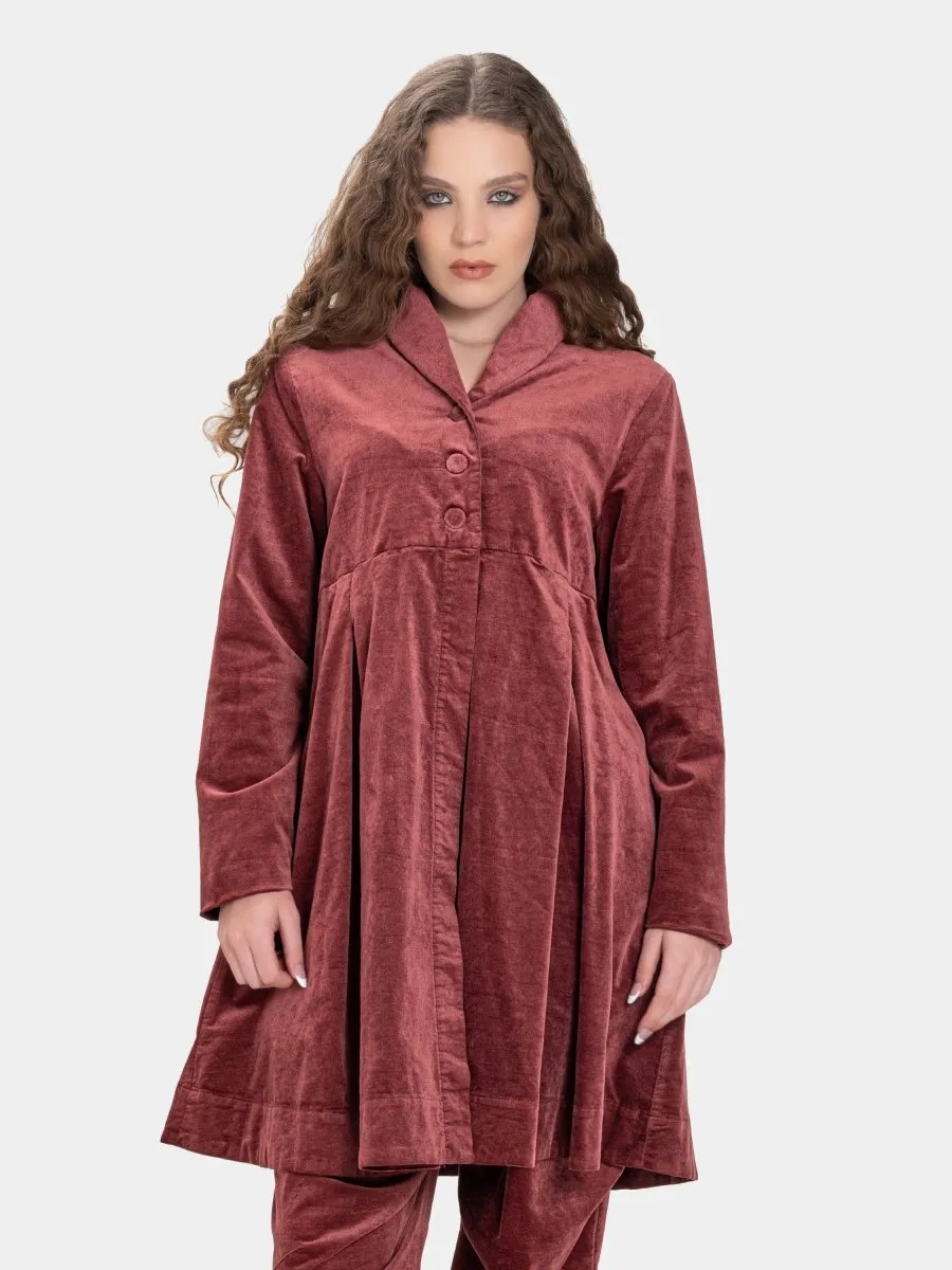 Velvet Shawl Collar Swing Jacket