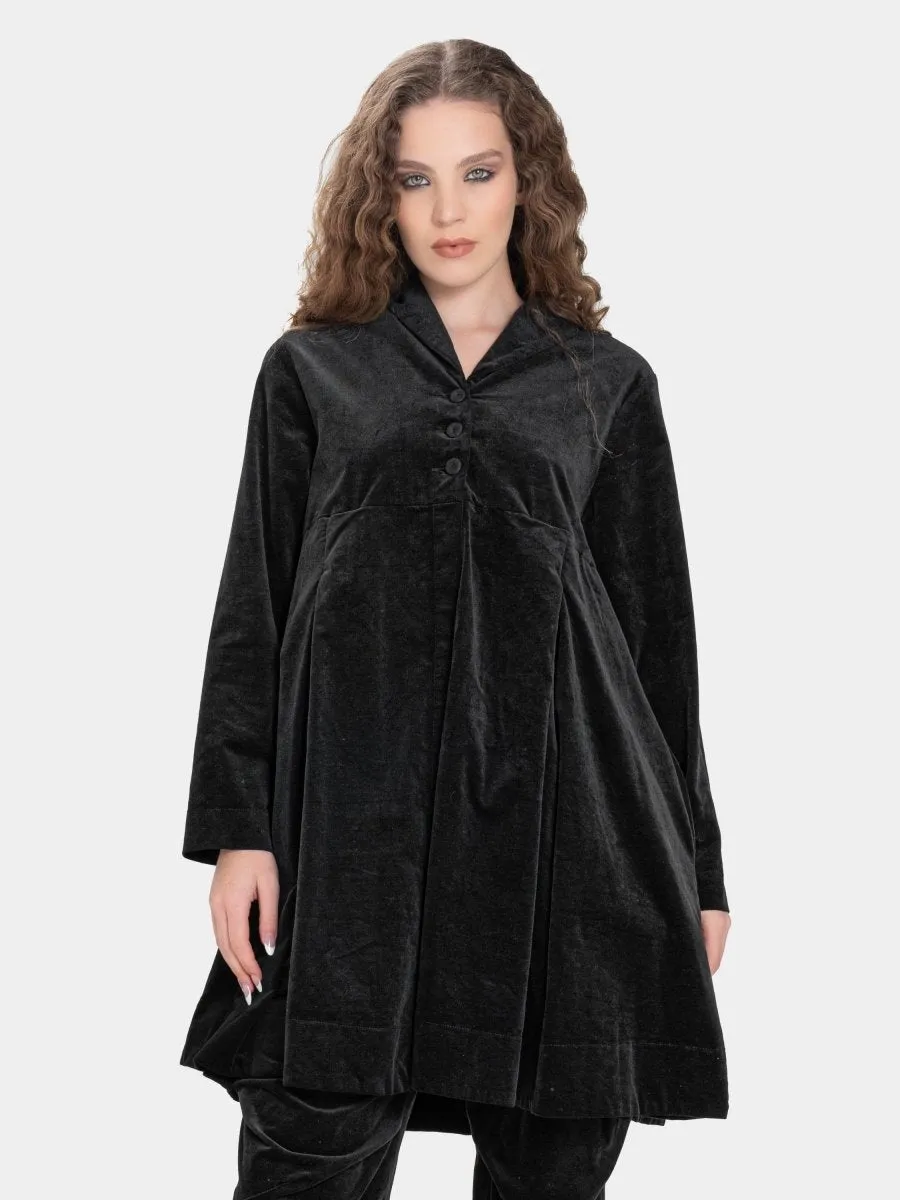 Velvet Shawl Collar Swing Jacket