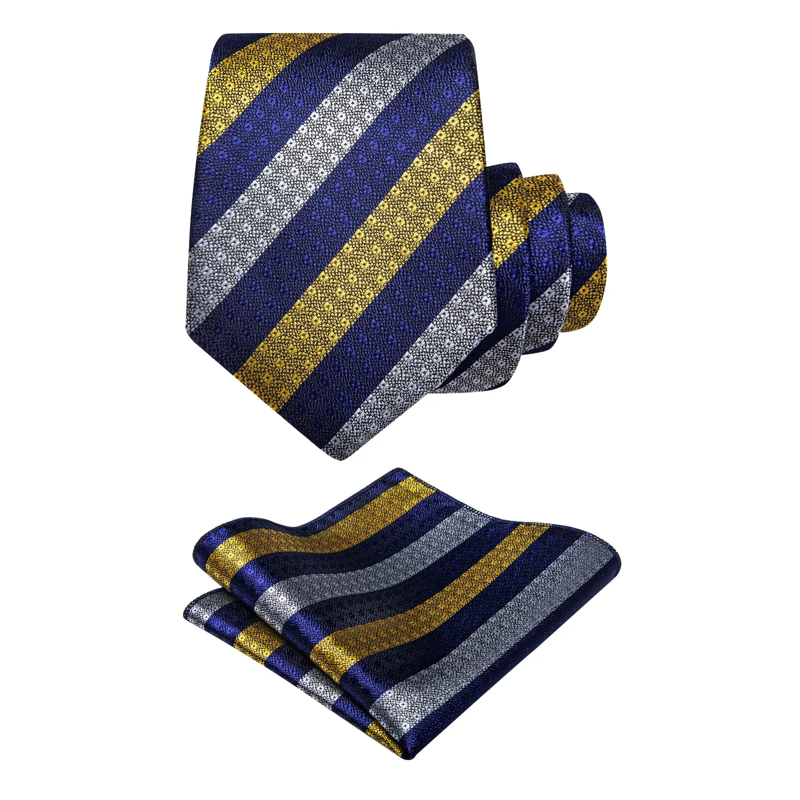 YourTies Blue Silver Yellow Tie NeckTie Flower Brooch Set with Clip